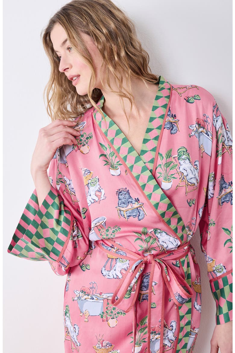 Satin Robe, Alternate, color, PINK POLISH