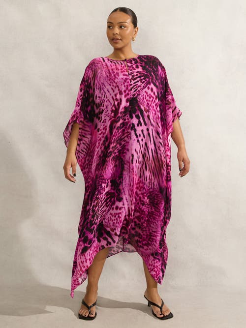 Live Unlimited Animal Print Kaftan Dress In Purple