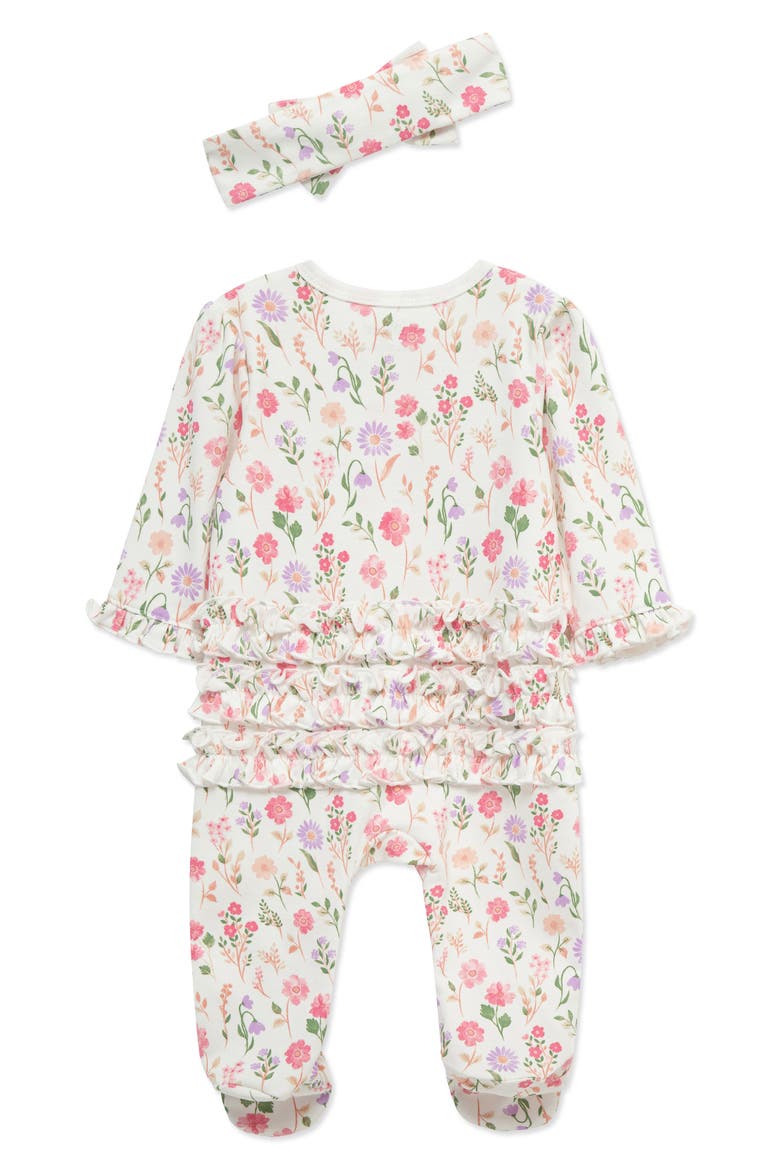 Meadow Garden Ruffle Cotton Footie & Headband Set (Nordstrom Exclusive), Alternate, color, FLORAL