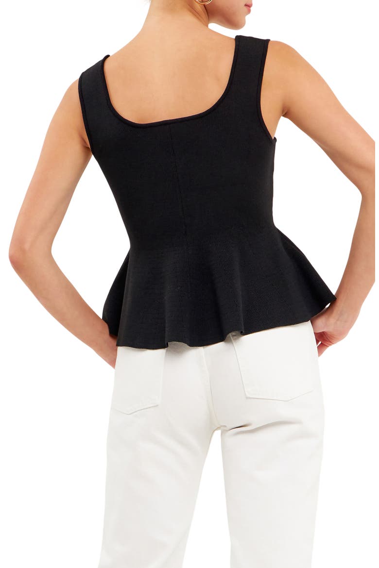 Peplum Knit Tank, Alternate, color, BLACK