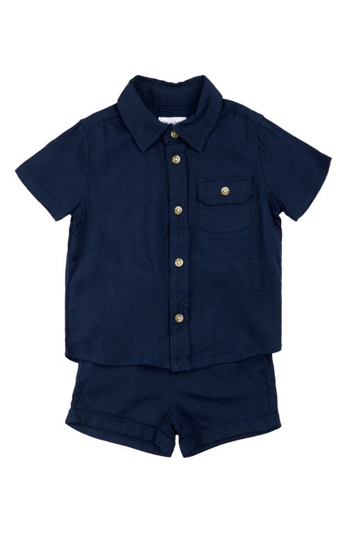 MILES THE LABEL MILES THE LABEL BUTTON-UP SHIRT & SHORTS SET 