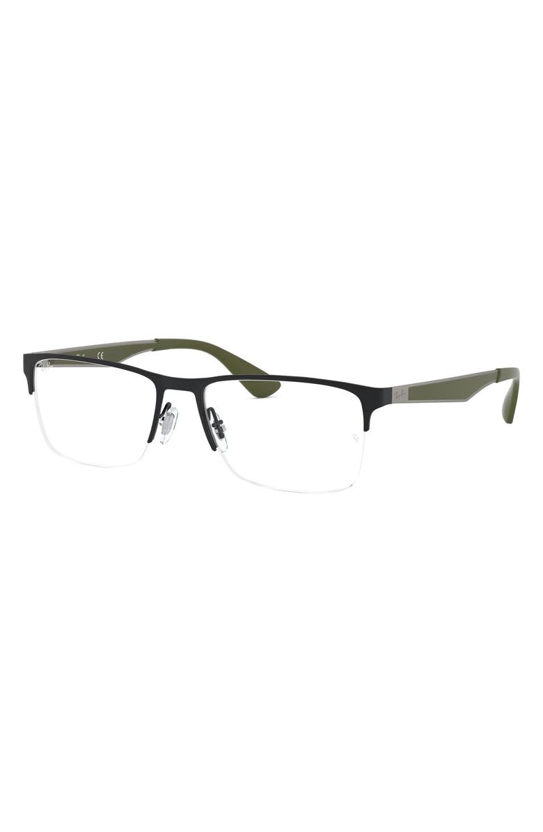Ray-Ban 56mm Rectangle Semi Rimless Optical Glasses, Alternate, color,