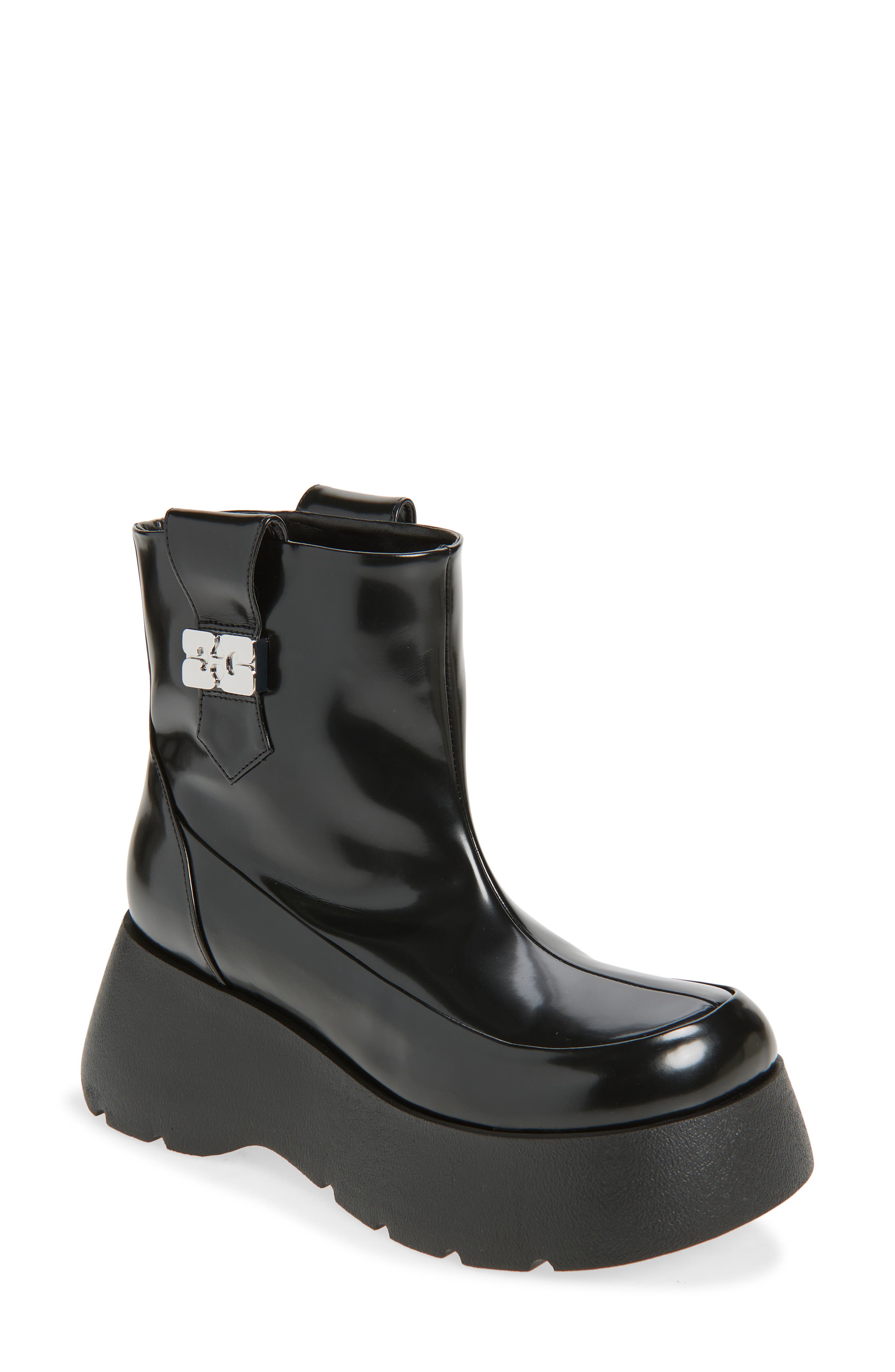 Ganni Kat Platform Bootie, Main, color, Black