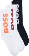 BOSS 3-Pack Logo Ribbed Crew Socks