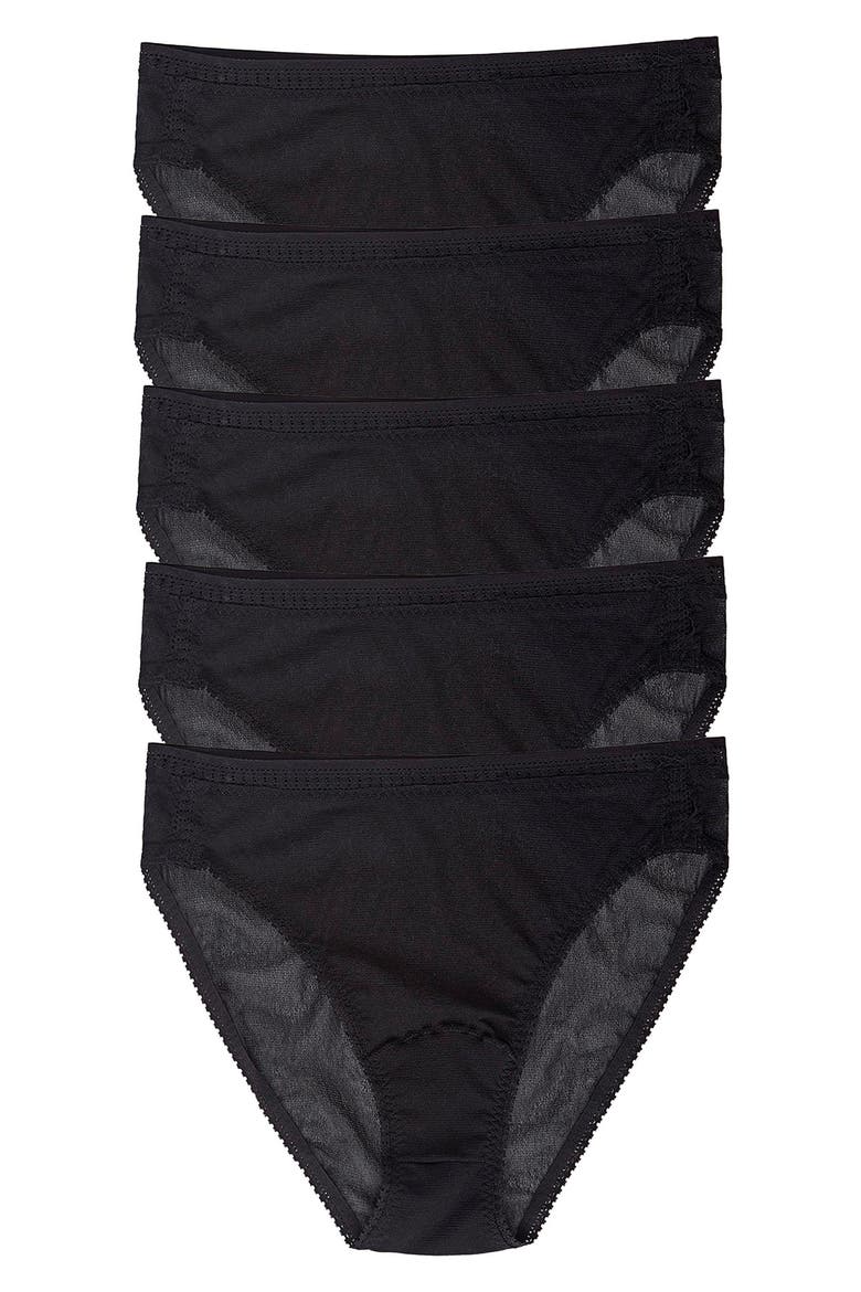 5-Pack Mesh High Cut Briefs, Main, color, BLACK