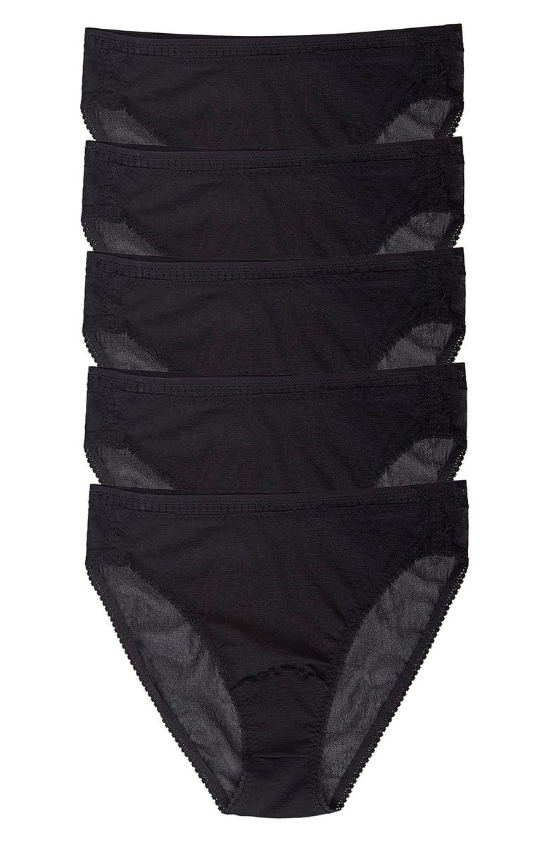 On Gossamer 5-Pack Mesh High Cut Briefs, Main, color, Black