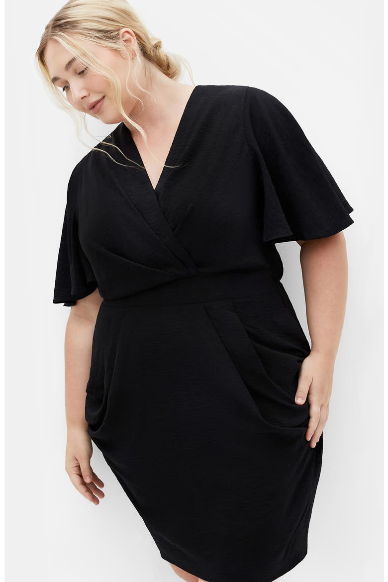 Braelynn Flutter Sleeve Dress, Alternate, color, BLACK