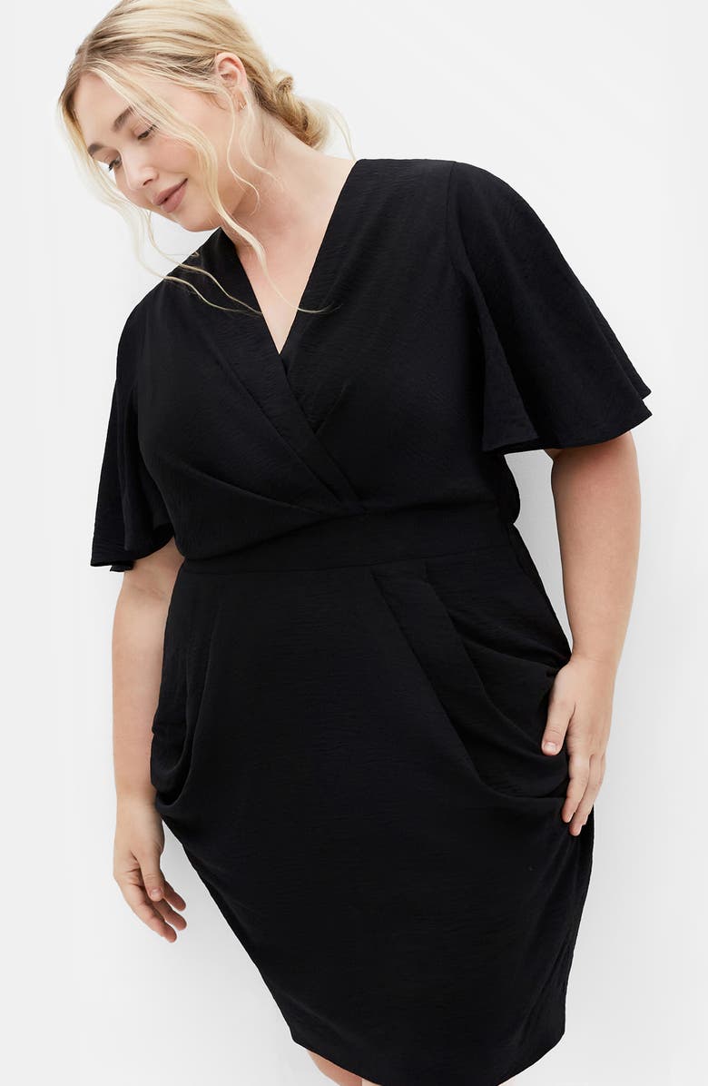 City Chic Braelynn Flutter Sleeve Dress, Alternate, color, 