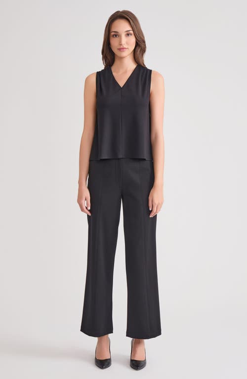 Misook Pima Cotton V-neck Tank In Black