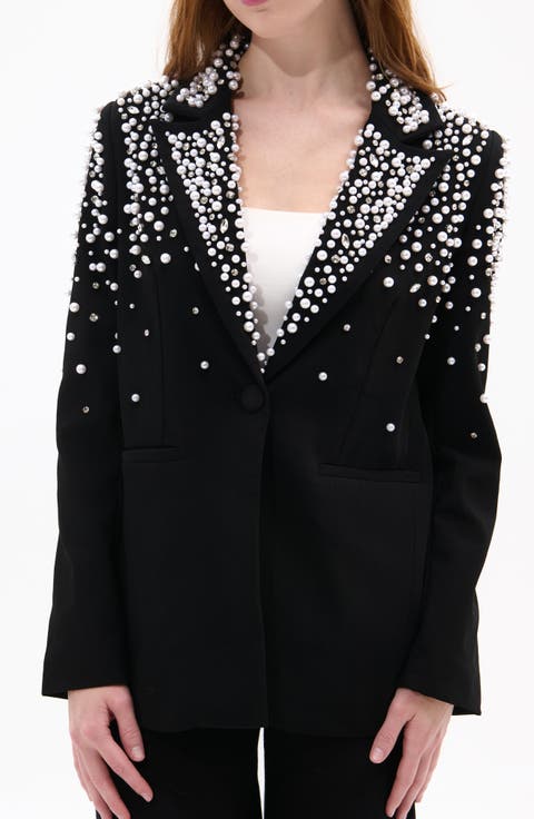 Pearlized Embellished Blazer