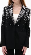 AZALEA WANG Pearlized Embellished Blazer