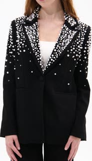 AZALEA WANG Pearlized Embellished Blazer