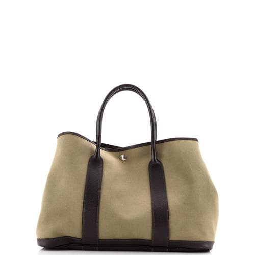 Pre-owned Hermes  Hermes Garden Party Tote Toile And Leather 36 In Brown