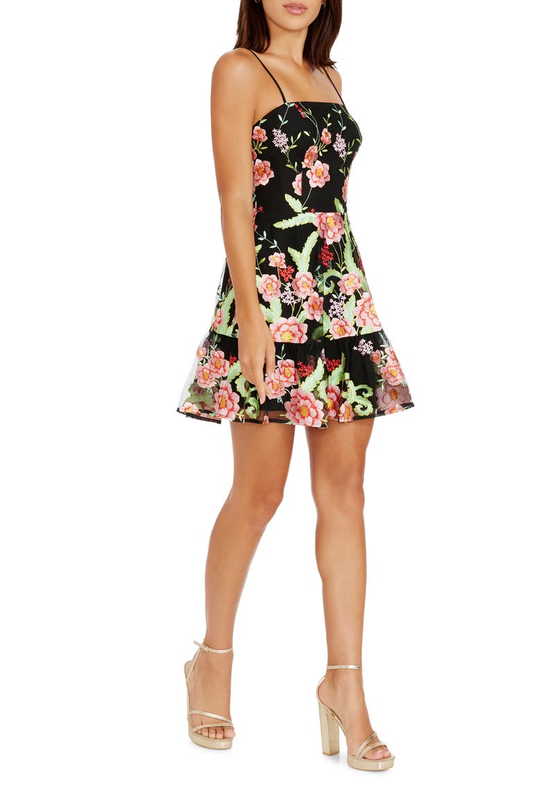 Lissa Floral Embroidery Cocktail Minidress, Alternate, color, BRIGHT ROSE MULTI