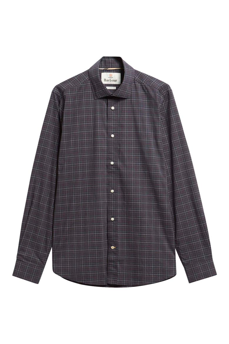 Ashfield Tailored Tattersall Stretch Button Up Shirt, Alternate, color, NAVY