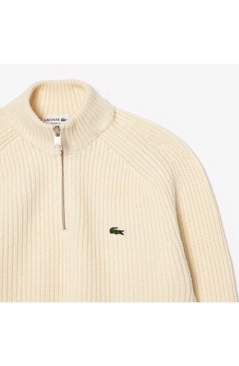 Lacoste Classic Fit Quarter Zip Wool Rib Sweater, Alternate, color, Lapland