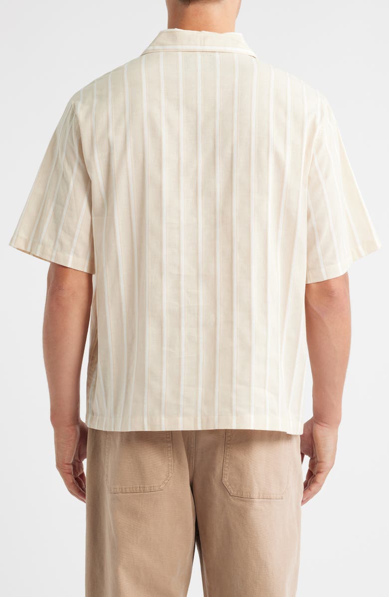 PacSun Stripe Cotton & Linen Camp Shirt, Alternate, color, Tan