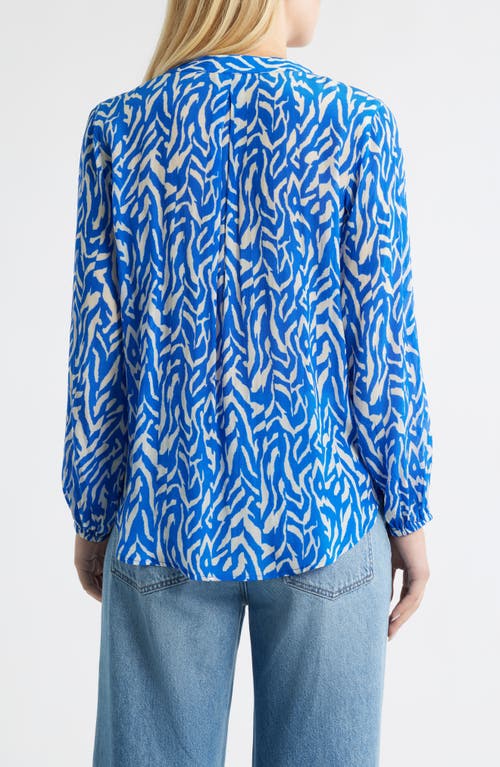Apny Print Tassel Surplice Chiffon Top In Blue
