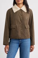 Sam Edelman Faux Leather Jacket with Faux Shearling Collar