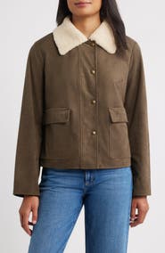 Sam Edelman Faux Leather Jacket with Faux Shearling Collar