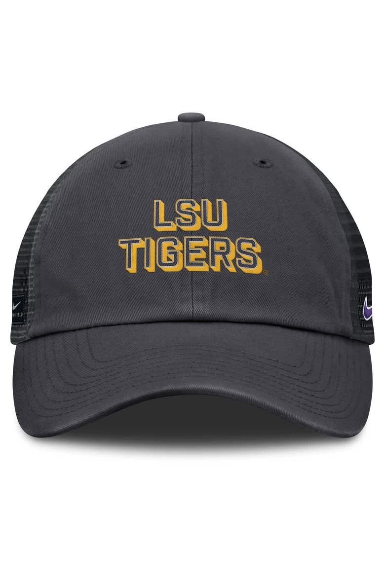 Men's Nike Anthracite LSU Tigers 2025 Gameday On-Field Club Adjustable Trucker Hat, Alternate, color, Anthracite