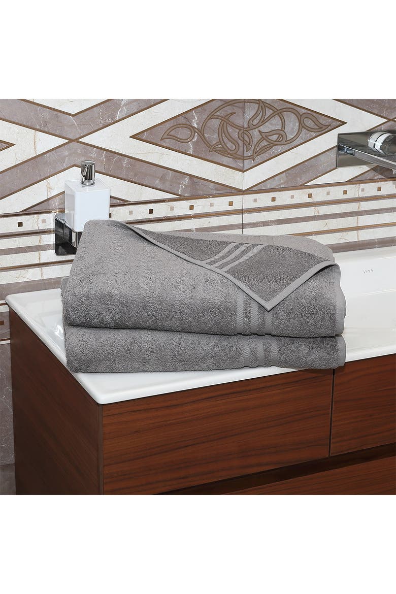 Denzi Bath Sheet - Set of 2 - Dark Grey, Alternate, color, DARK GREY