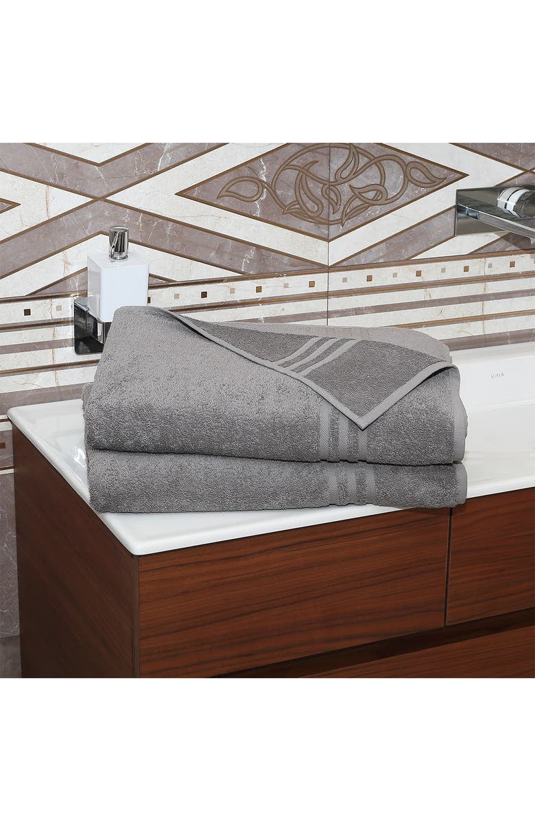 Linum Home Textiles Denzi Bath Sheet - Set of 2 - Dark Grey, Alternate, color, Dark Grey