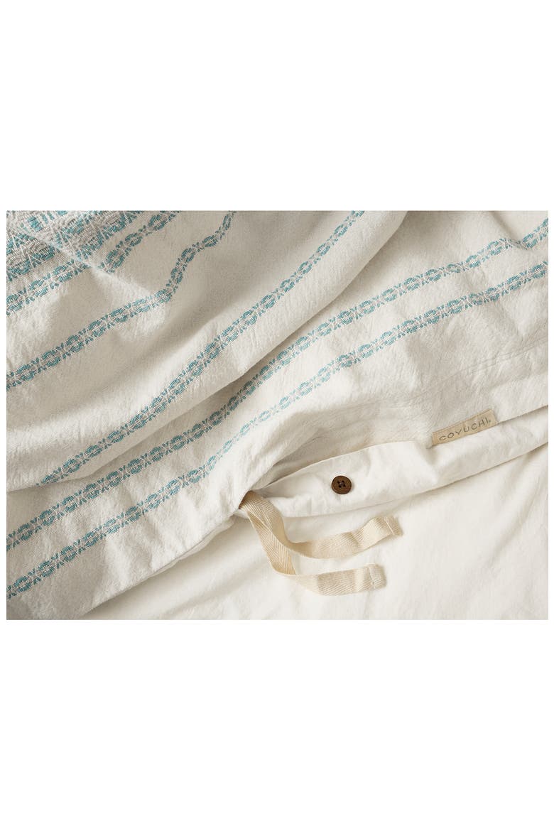 Rippled Stripe Organic Cotton Duvet Cover, Alternate, color, UNDYED W/ SURF