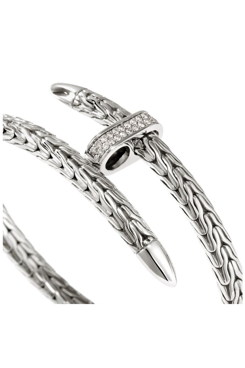 Spear Flex Cuff, Diamonds, 5.5mm, Alternate, color, STERLING SILVER