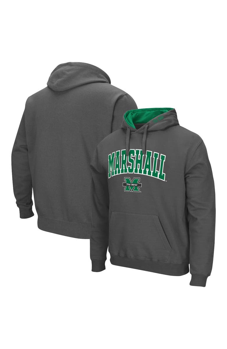 COLOSSEUM Men's Colosseum Charcoal Marshall Thundering Herd Arch and Logo Pullover Hoodie, Main, color, Charcoal