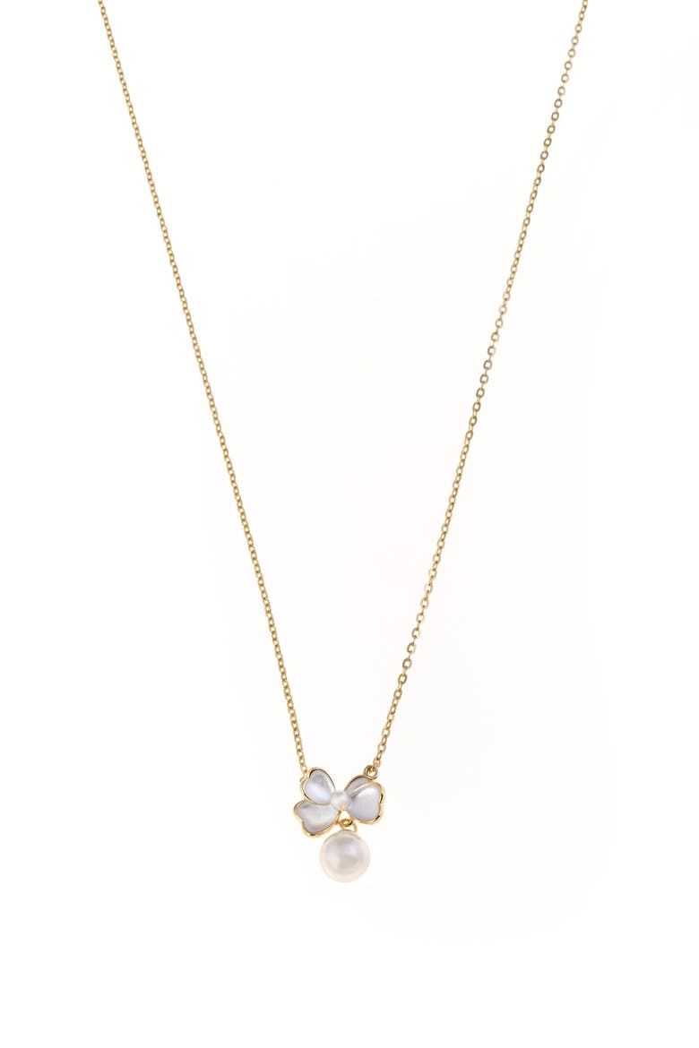White Flower II Necklace, Main, color, Silver Gold Plated