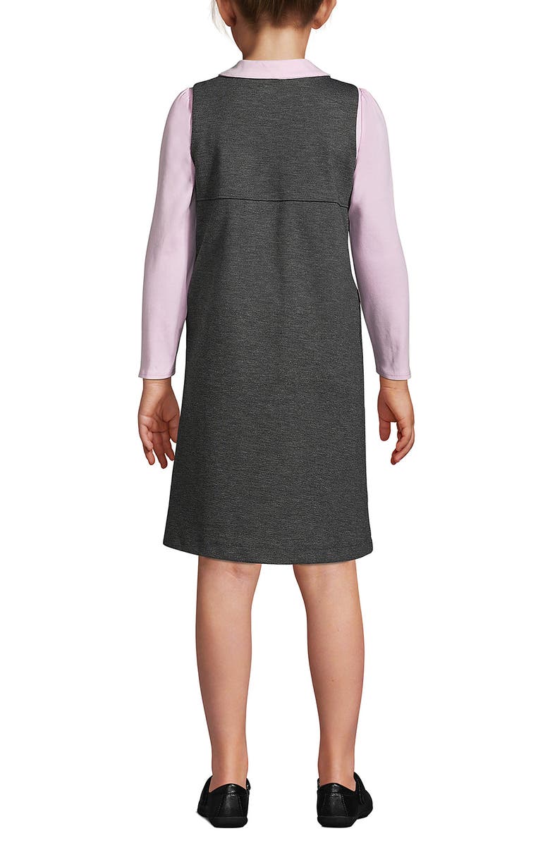 Lands' End Girls Ponte Pleat Jumper, Alternate, color, Charcoal Heather