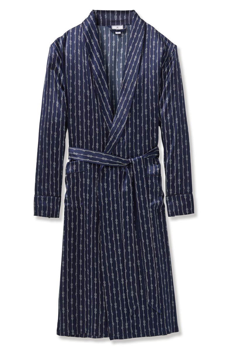 Petite Plume Nautical Stripe Mulberry Silk Robe, Main, color, 