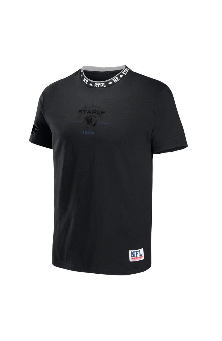 STAPLE Men's NFL x Staple Black New England Patriots Globe T-Shirt, Alternate, color, 