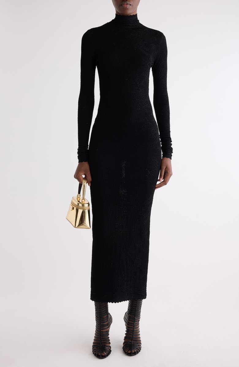 Givenchy Long Sleeve Open Back Body-Con Sweater Dress, Alternate, color, Black