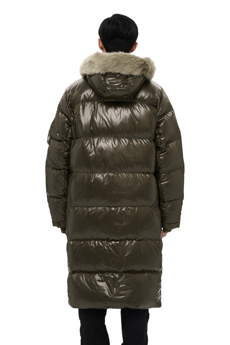 Audet Mens Long Hooded Down Parka, Alternate, color, Green