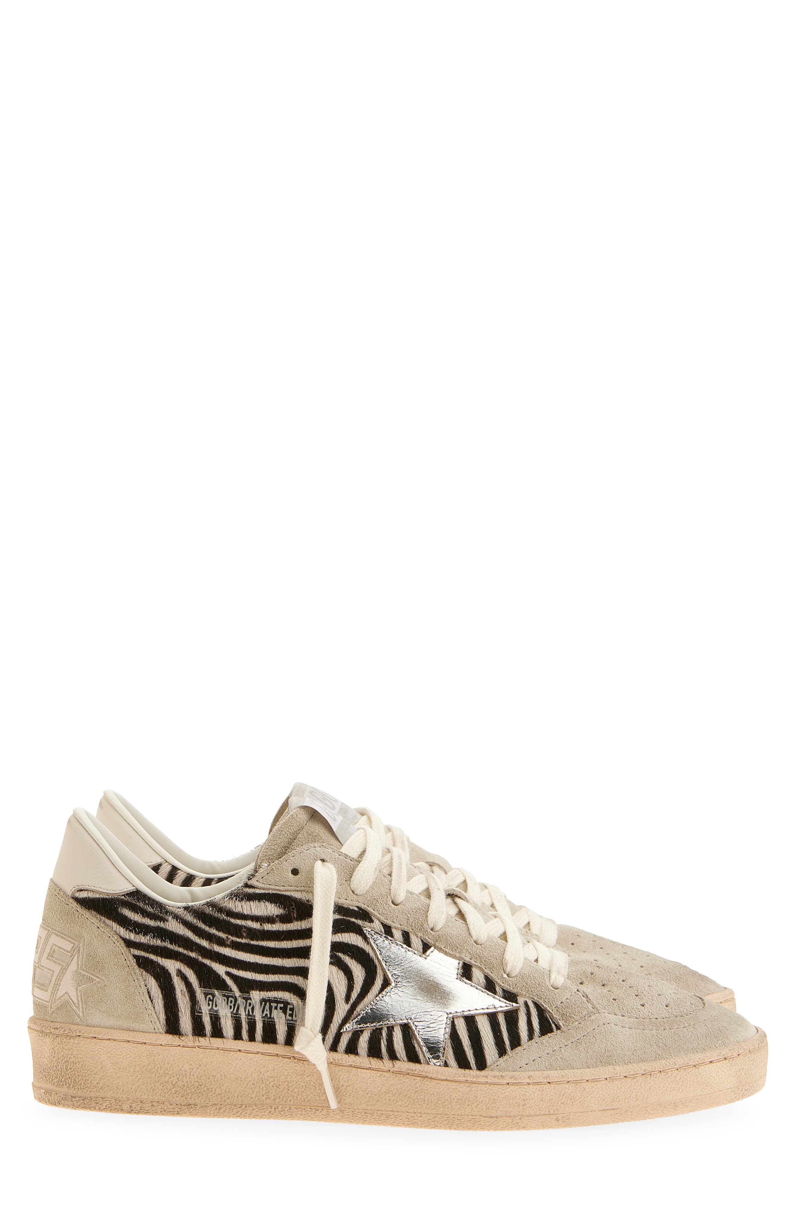 Golden Goose Ball Star Genuine Calf Hair Sneaker, Alternate, color, Zebra