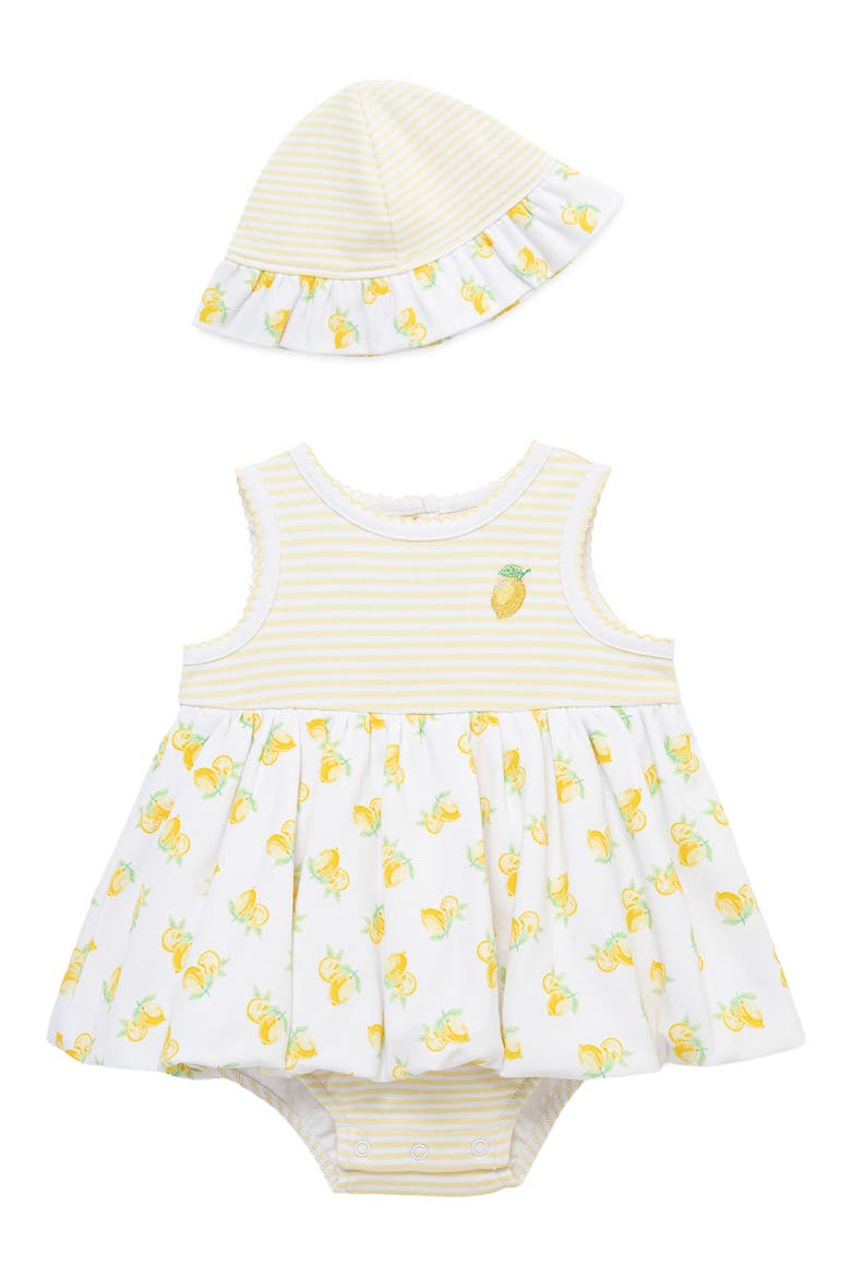 Lemon Skirted Bodysuit & Hat Set, Main, color, YELLOW