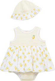 Little Me Lemon Skirted Bodysuit & Hat Set