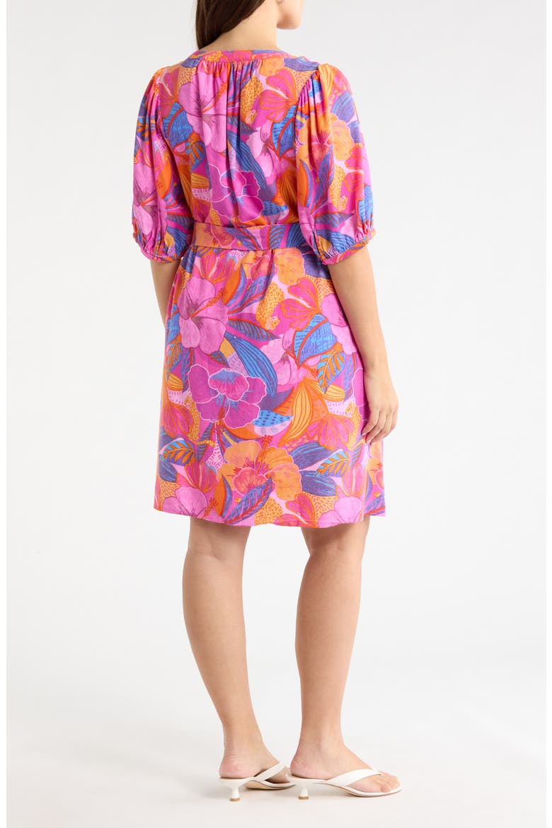 Floral Print Belted Minidress, Alternate, color, MAGENTA