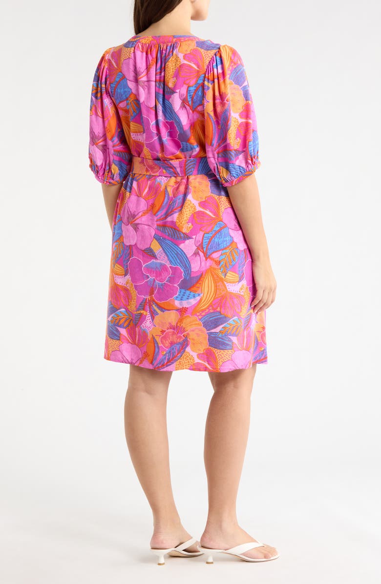 SUGARLIPS Floral Print Belted Minidress, Alternate, color, Magenta