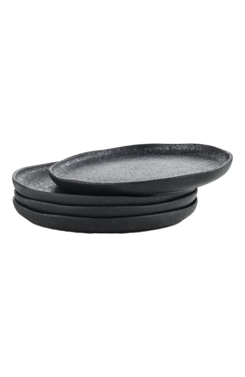 Stone Lain Tom Stoneware 4-piece Dinner Plate Set In Black