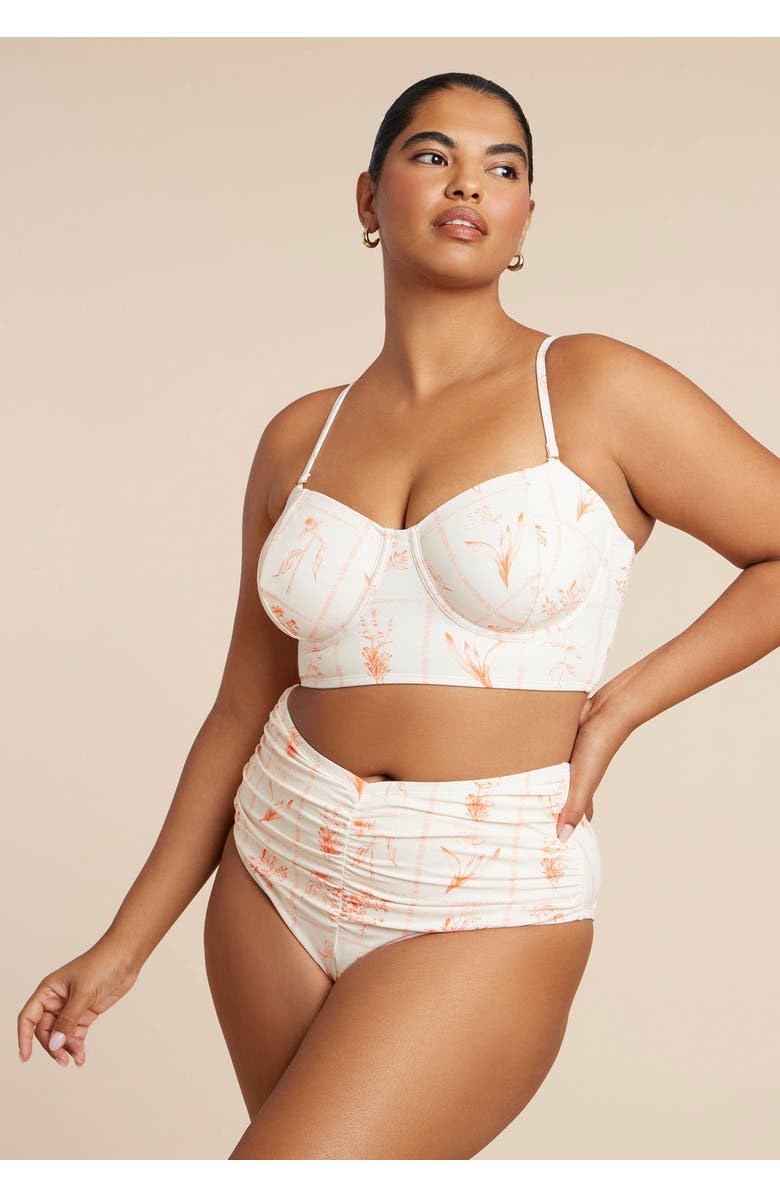 ELOQUII Bustier Swim Top, Alternate, color, Frames Of Petals