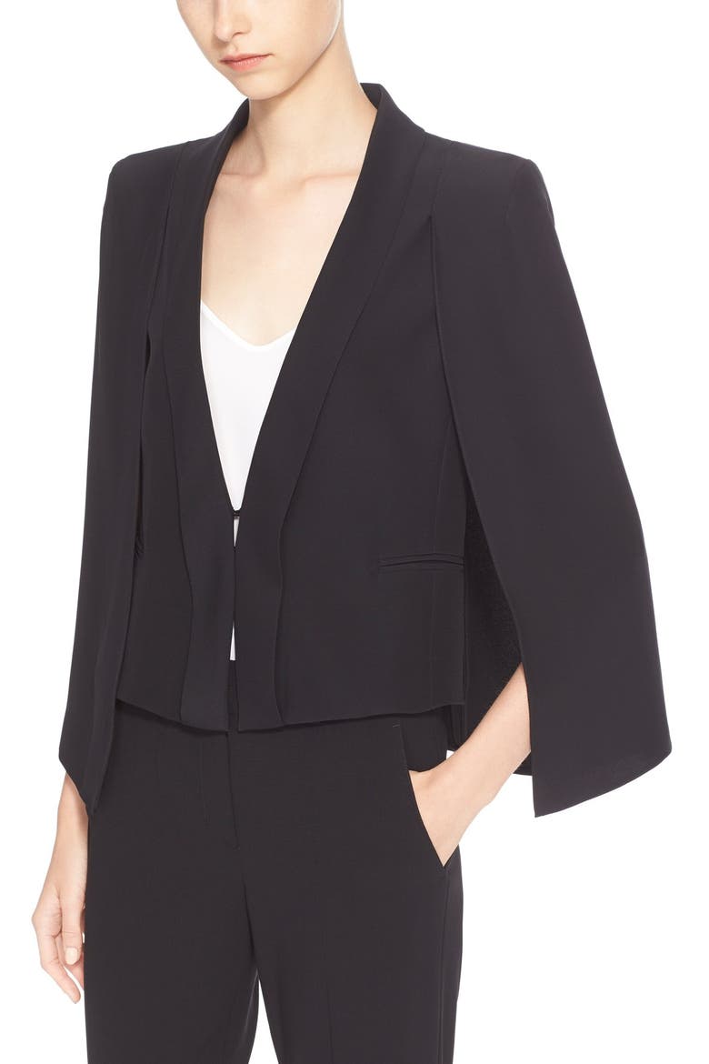 Crepe Cape Jacket, Alternate, color, BLACK