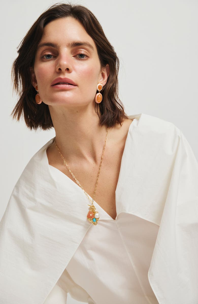 Lizzie Fortunato Papaya Drop Earrings, Alternate, color, Pink