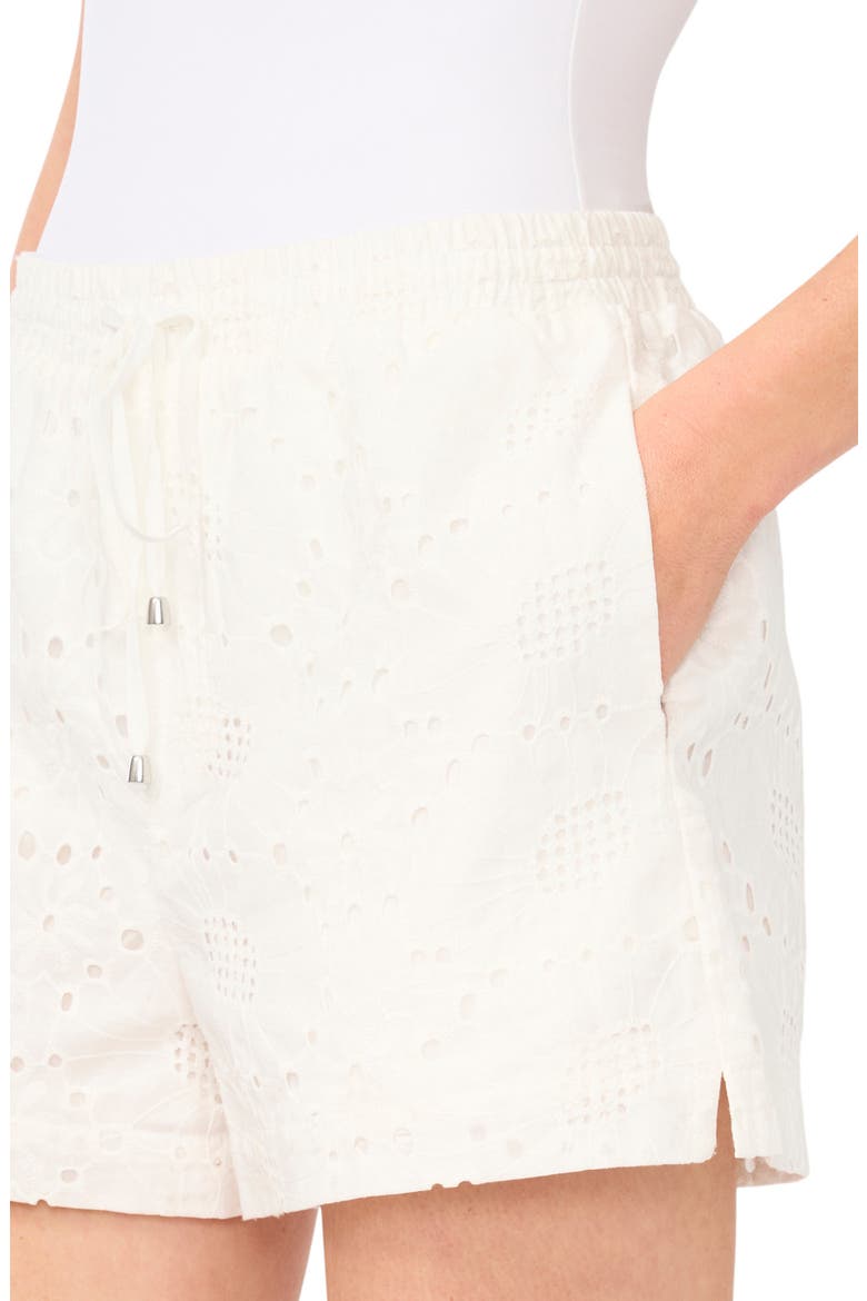 Eyelet Cotton Drawstring Shorts, Alternate, color, ULTRA WHITE