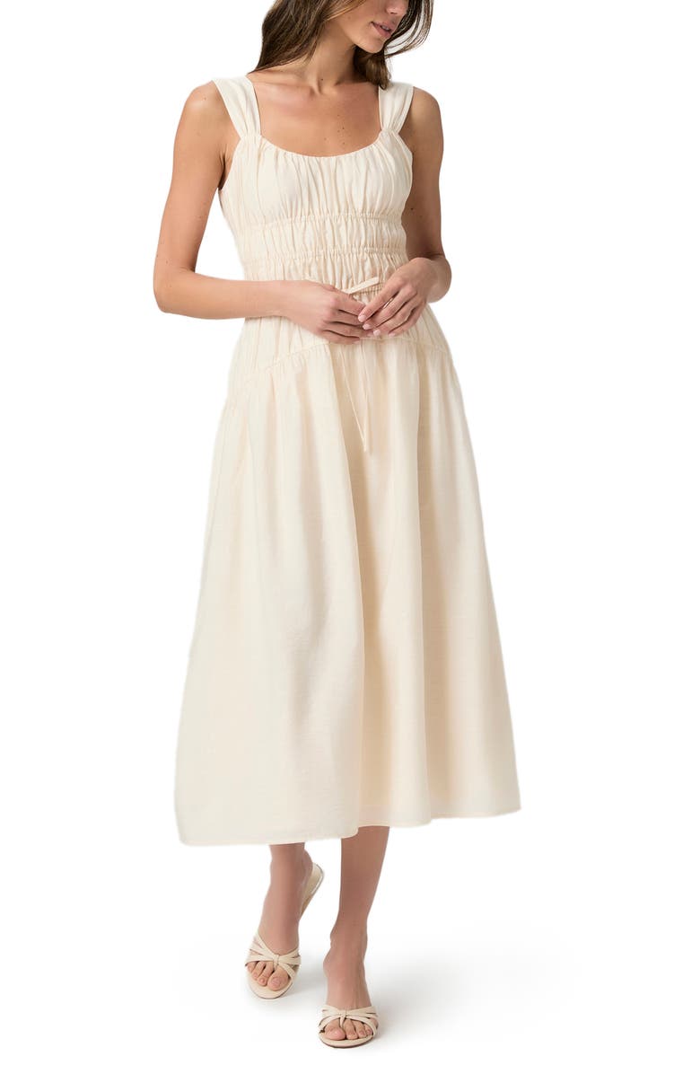 PAIGE Arpeggio Smock Bodice Dress, Alternate, color, Oyster White