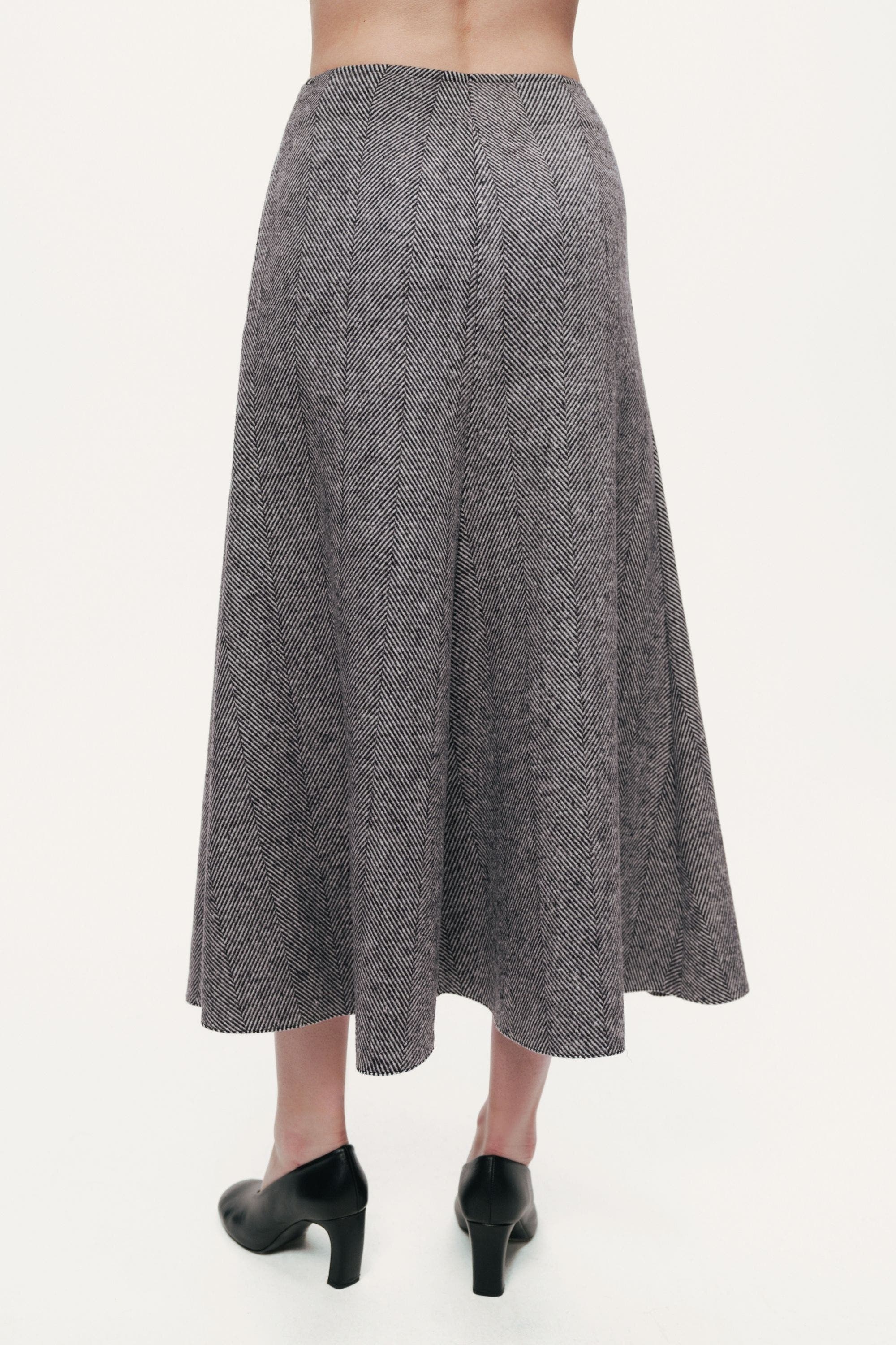 Nocturne Herringbone Pattern Flared Midi Skirt (Women) | Nordstrom