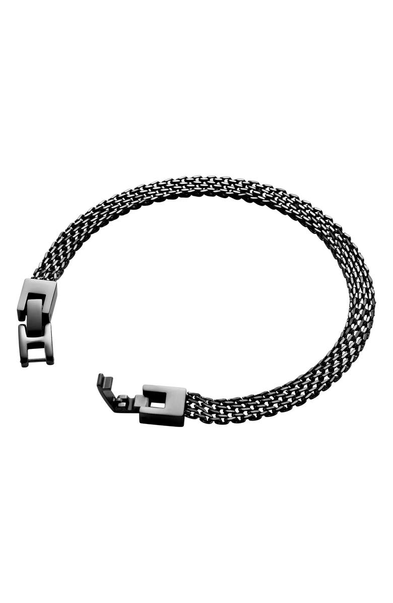 GEOFFREY BEENE Men's Stainless Steel Mesh Chain Bracelet, Alternate, color, Black