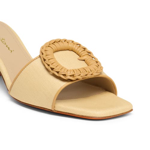 SANTONI RAFFIA MID-HEEL SANDAL